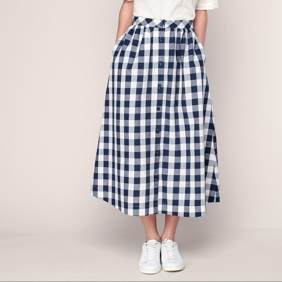 Le Mt Sant Michel checkered gingham cotton skirt - Picture 2 of 7